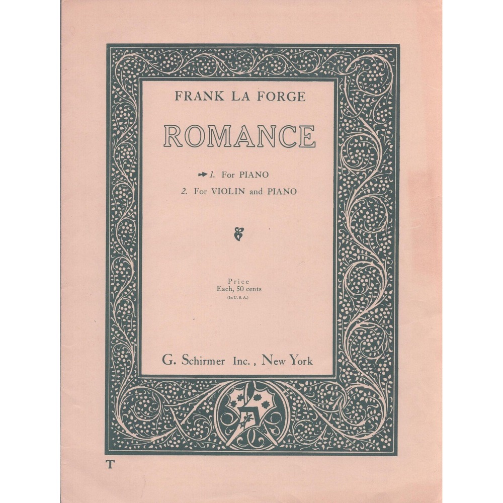 Frank La Forge Romance Sheet Music G. Schirmer Inc. Piano Solo Vintage 1911